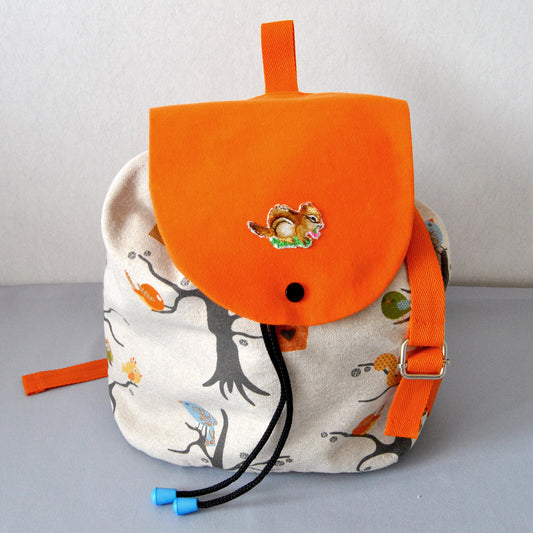 sac a dos enfant rentree des classe nature arbre oiseau orange