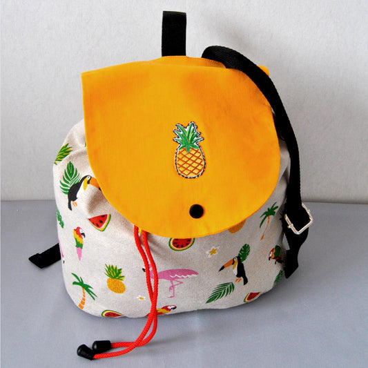 sac a dos enfant toucans flamant rose ananas orange